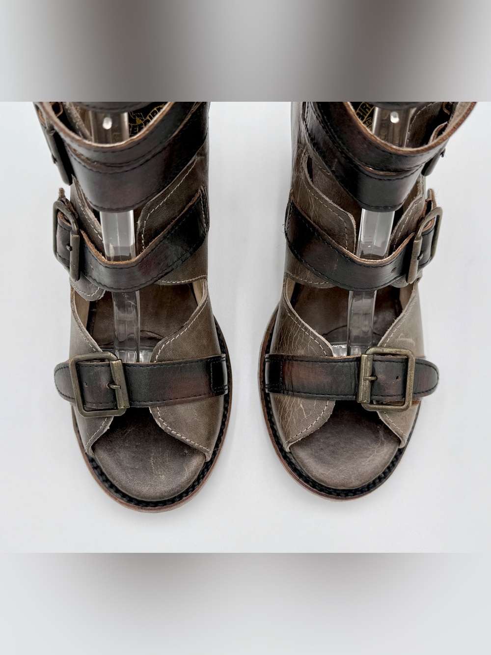 Freebird by Steven Bond Stone Leather Gladiator Buckle Sandals | Size 8 NWOB - Picture 5 of 14
